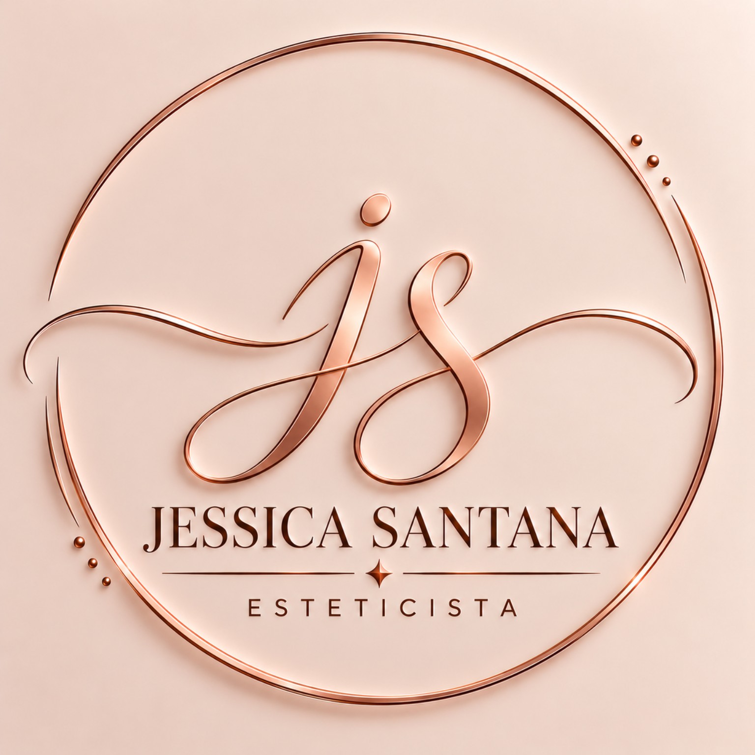Logo Jessica Santana Esteticista, monograma JS dourado rosé